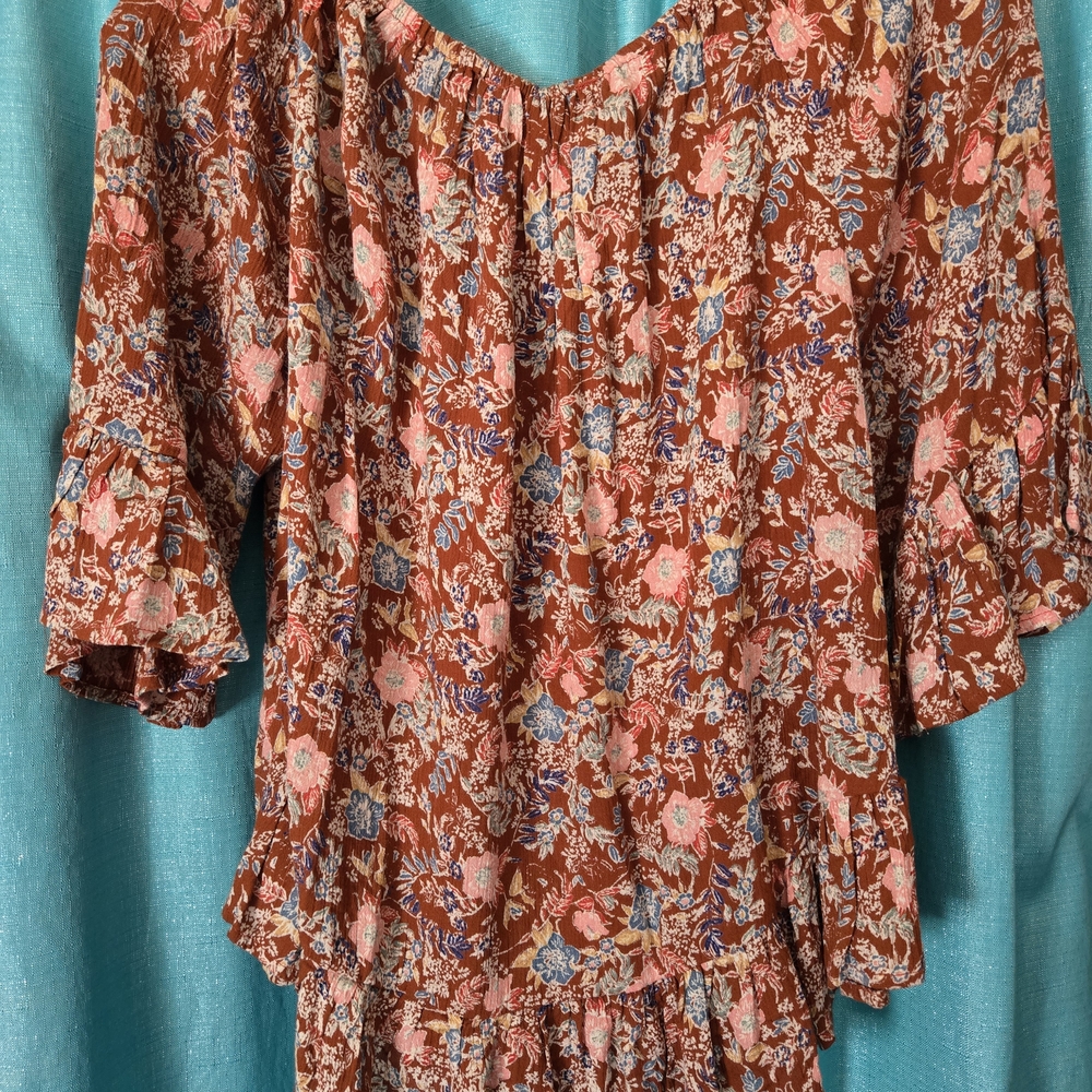 Vanilla Star Women's Floral Blouse - Red and Blue - Picture 2 of 3
